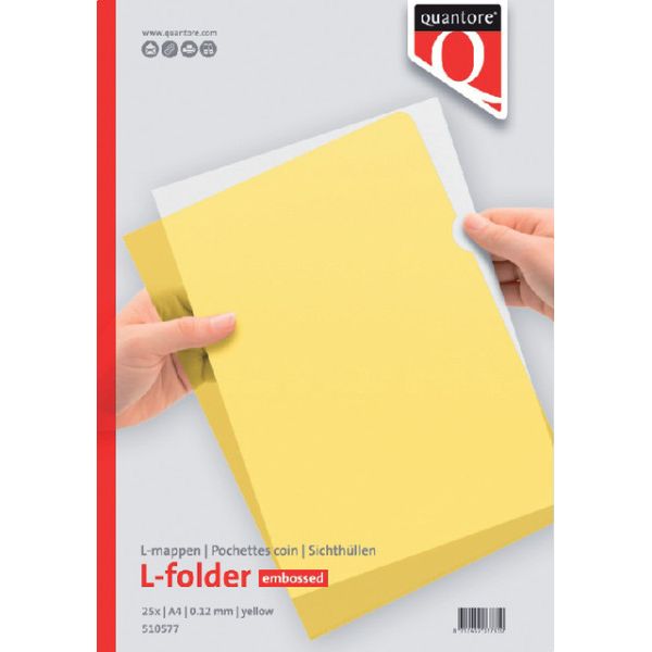 Quantore - Einsteckmappe L-Modell A4 PP 0,12mm gelb 25 Stück