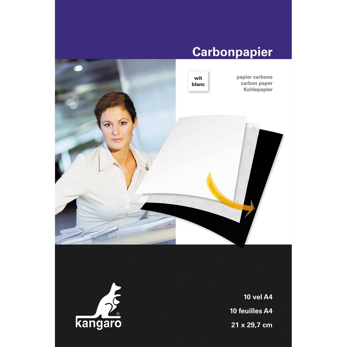 Kangaro – Kohlepapier, ft A4 (21 x 29,7 cm), weiß, Packung mit 10 Blatt