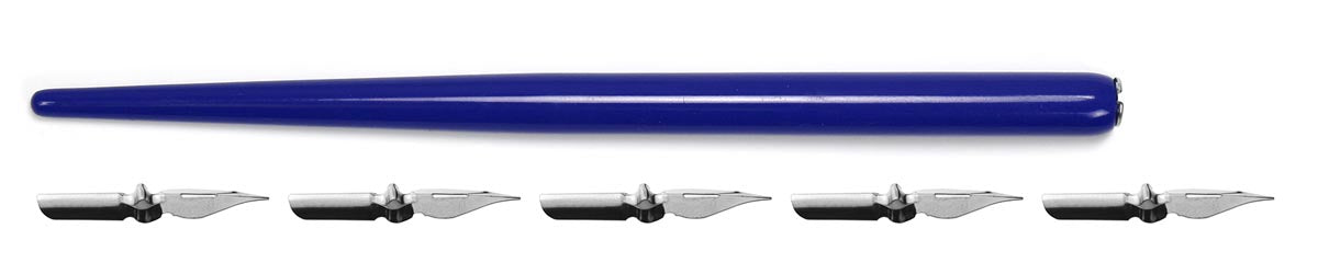 Klika - tekenpenhouder met kroontjes, blauw, blister van 1 houder en 5 kroontjes