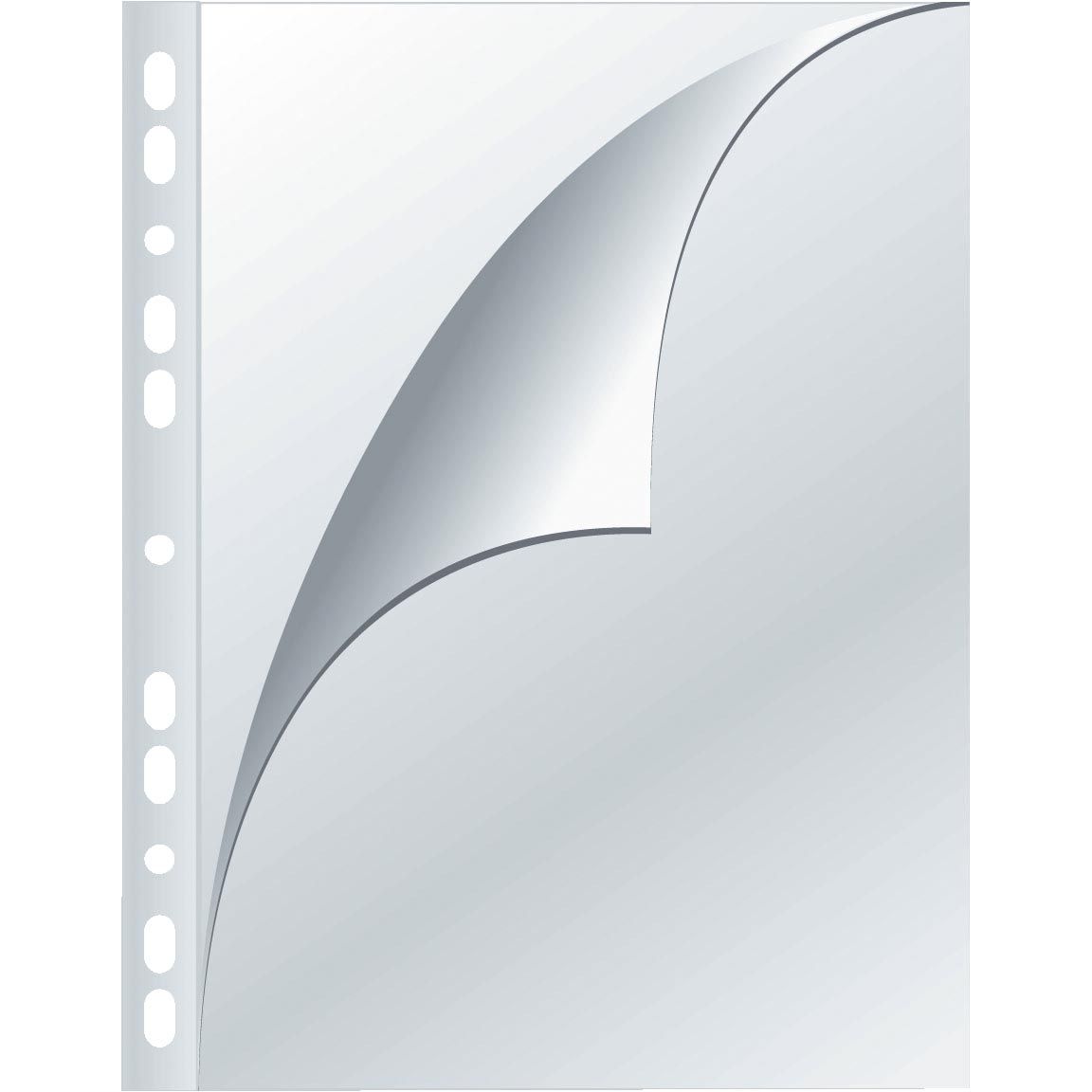 Q-CONNECT - perforierte Ausstellungstasche A4, 11-Loch-Perforation, gekörnt 80 Mikron, Packung à 100 Stück