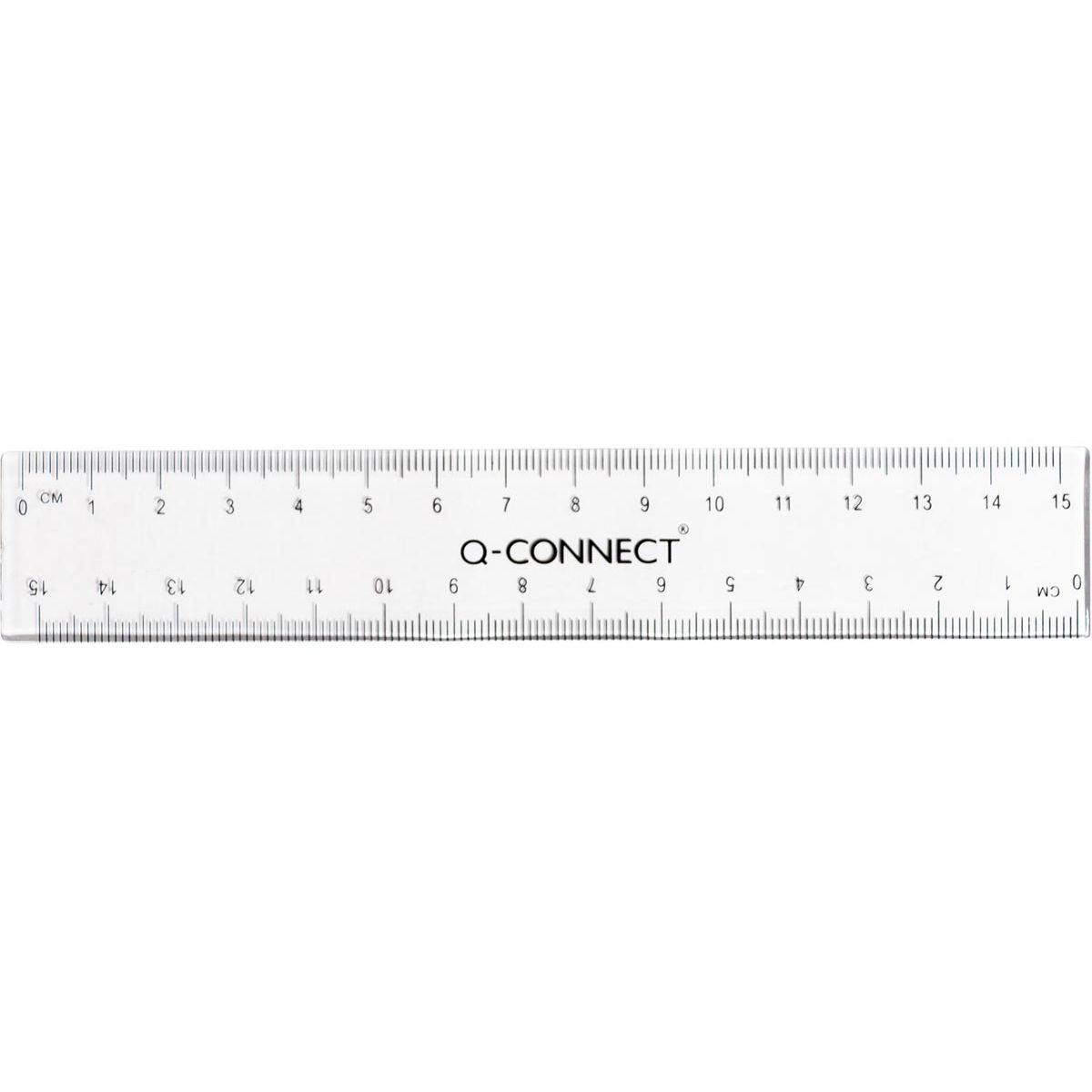 Q-CONNECT - meetlat, transparant polystereen, 15 cm
