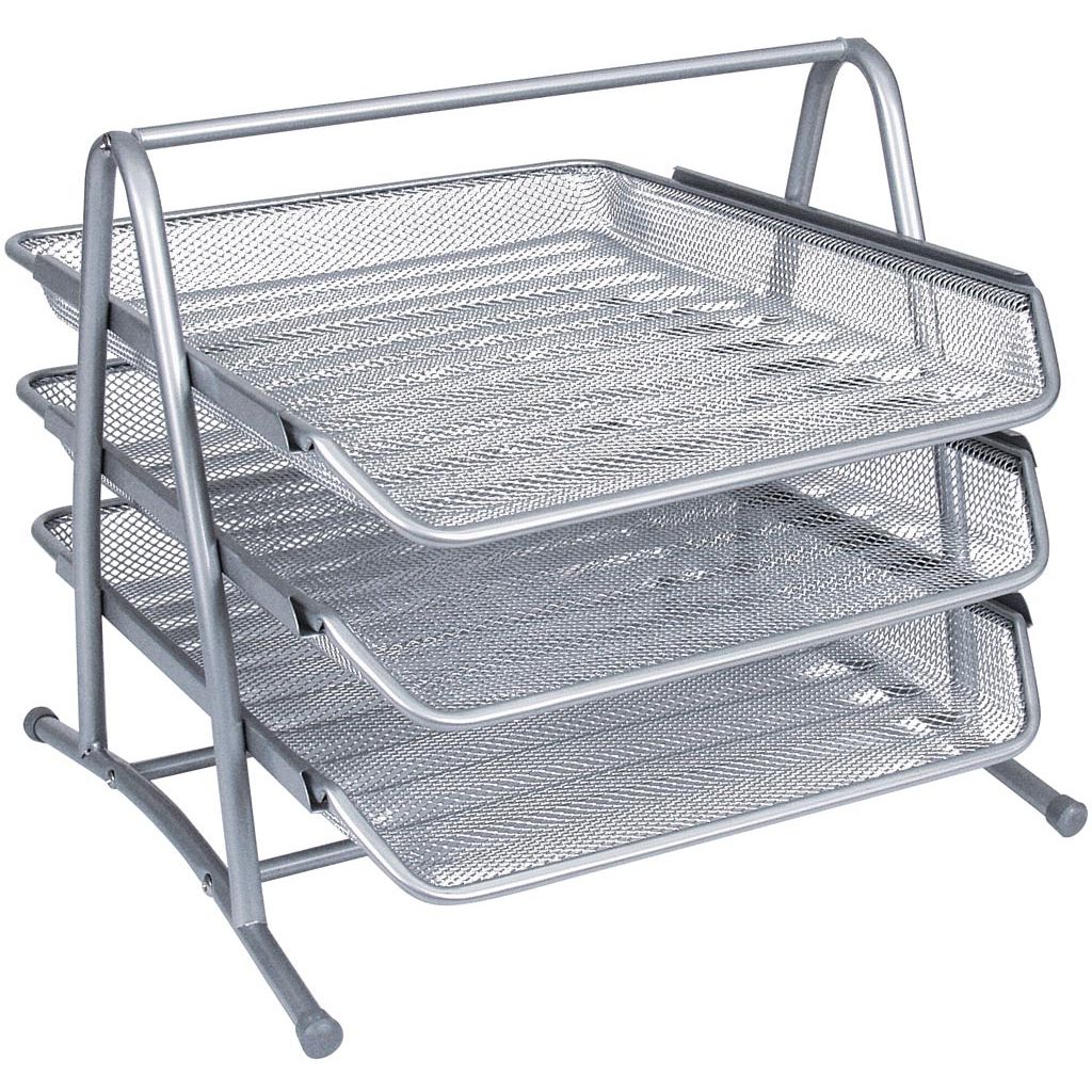 Q-CONNECT – 3 Briefablagen, Metallgeflecht, ft A4, silber