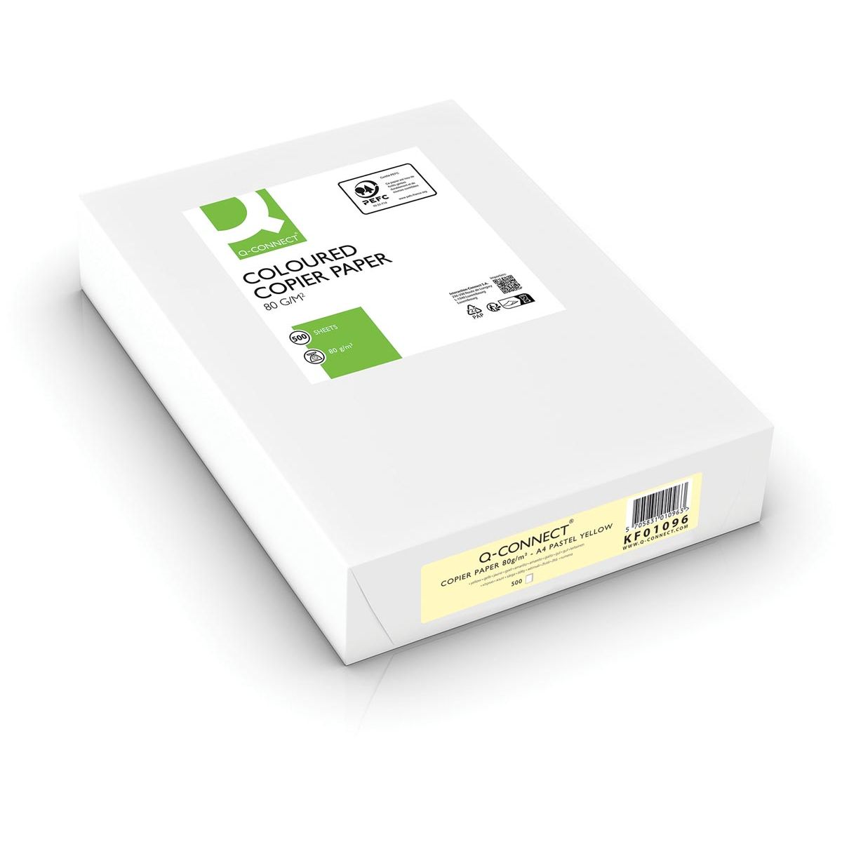Q-CONNECT - gekleurd kopieerpapier, A4, 80g, pak van 500 vel, lichtgeel