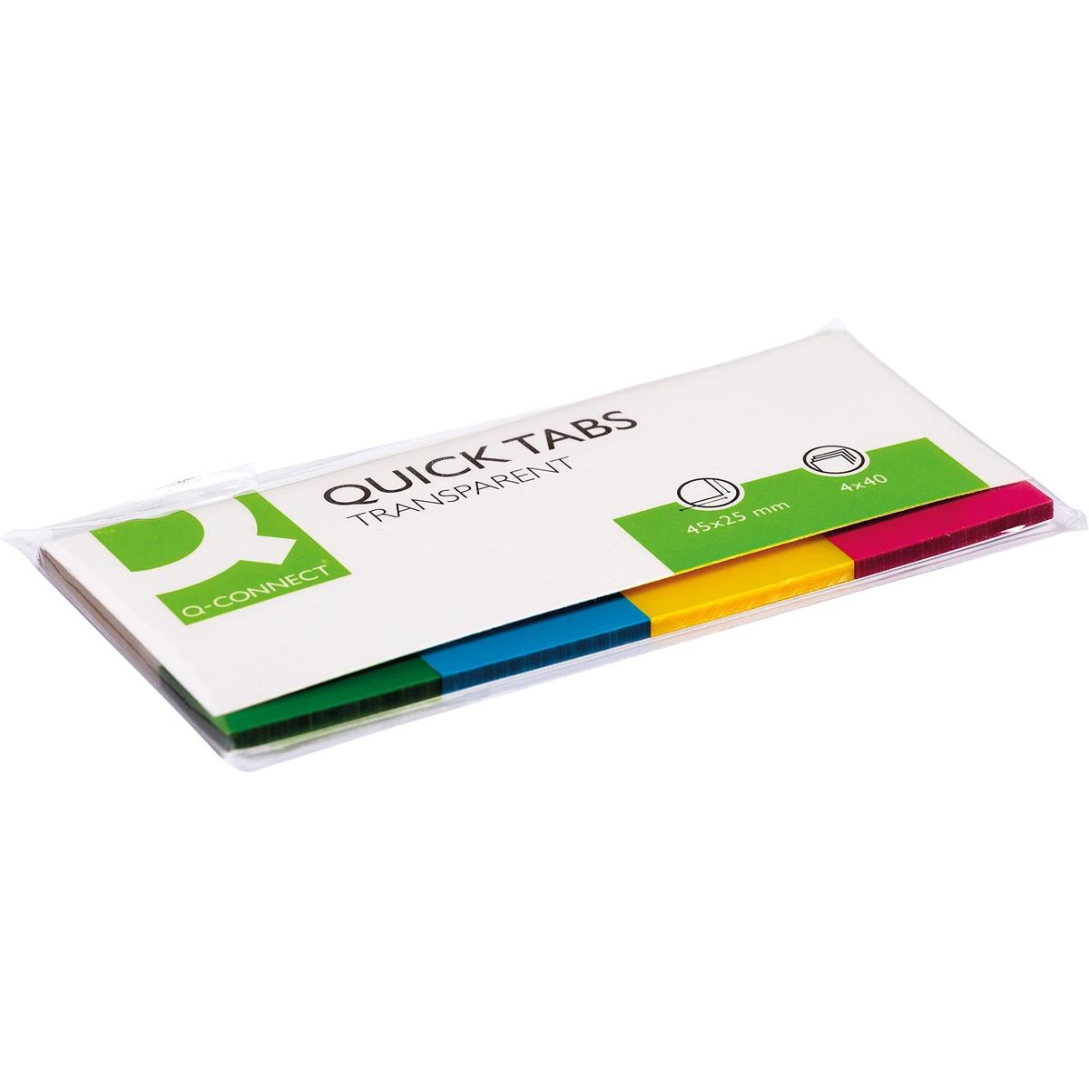 Q-CONNECT - Quick Tabs, ft 25 x 45 mm, 4 x 40 Tabs, verschiedene Farben