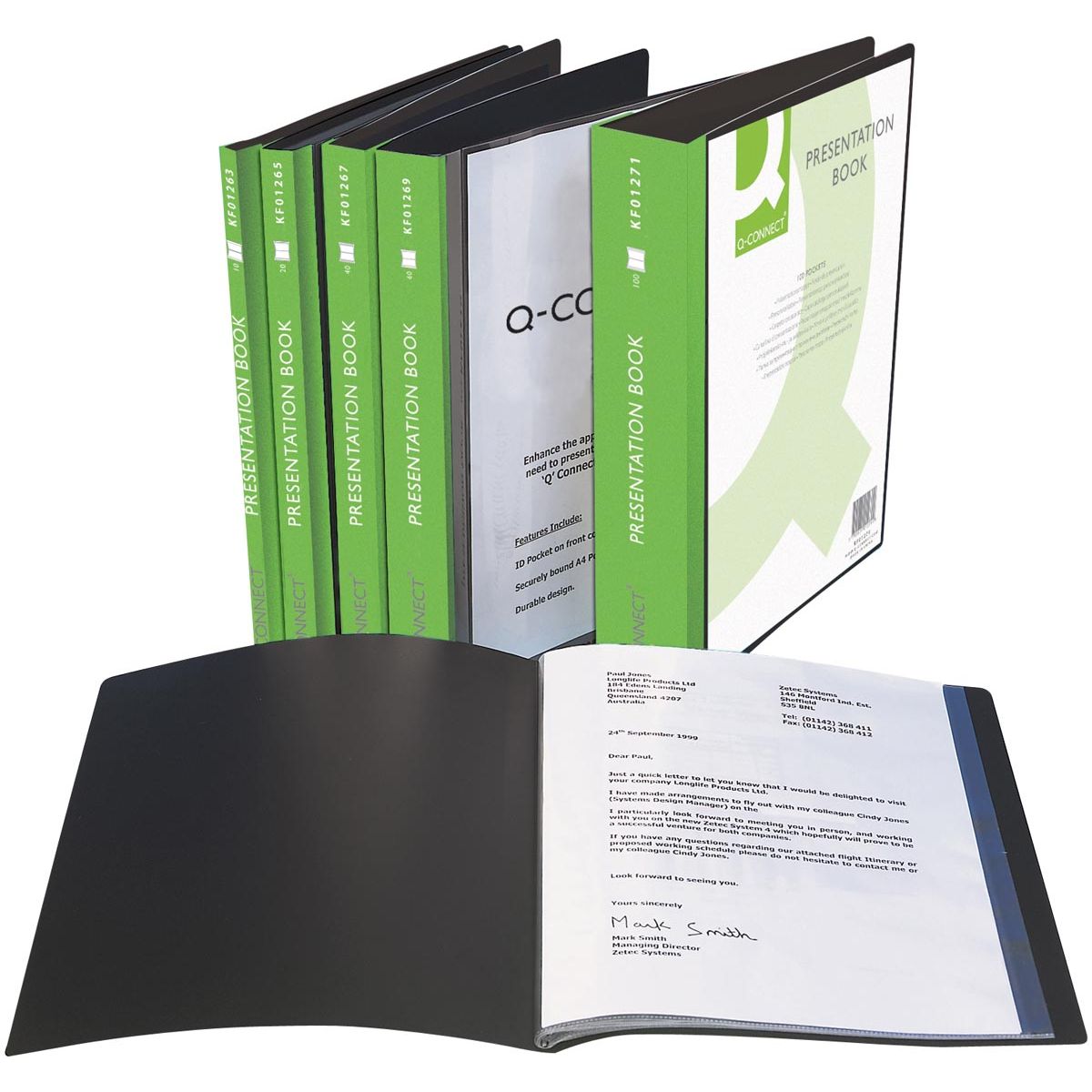Q-CONNECT - album personnalisable A4 100 pochettes noir