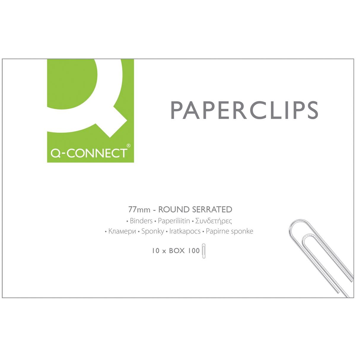 Q-CONNECT - papierklemmen, 77 mm, doos van 100 stuks