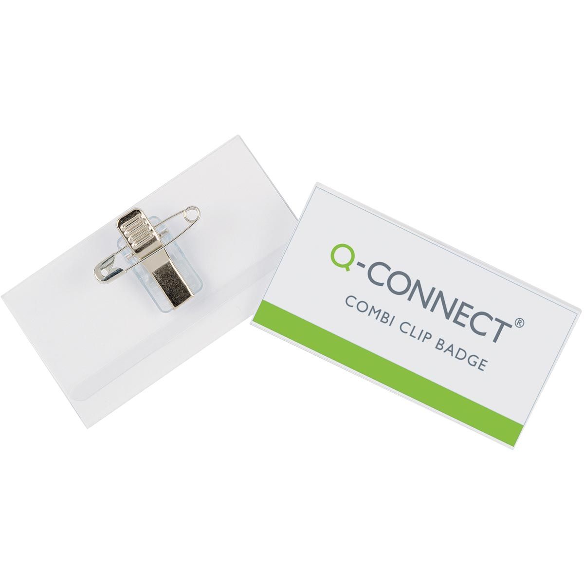 Q-CONNECT - badge met combiklem 75 x 40 mm, doos van 50 stuks