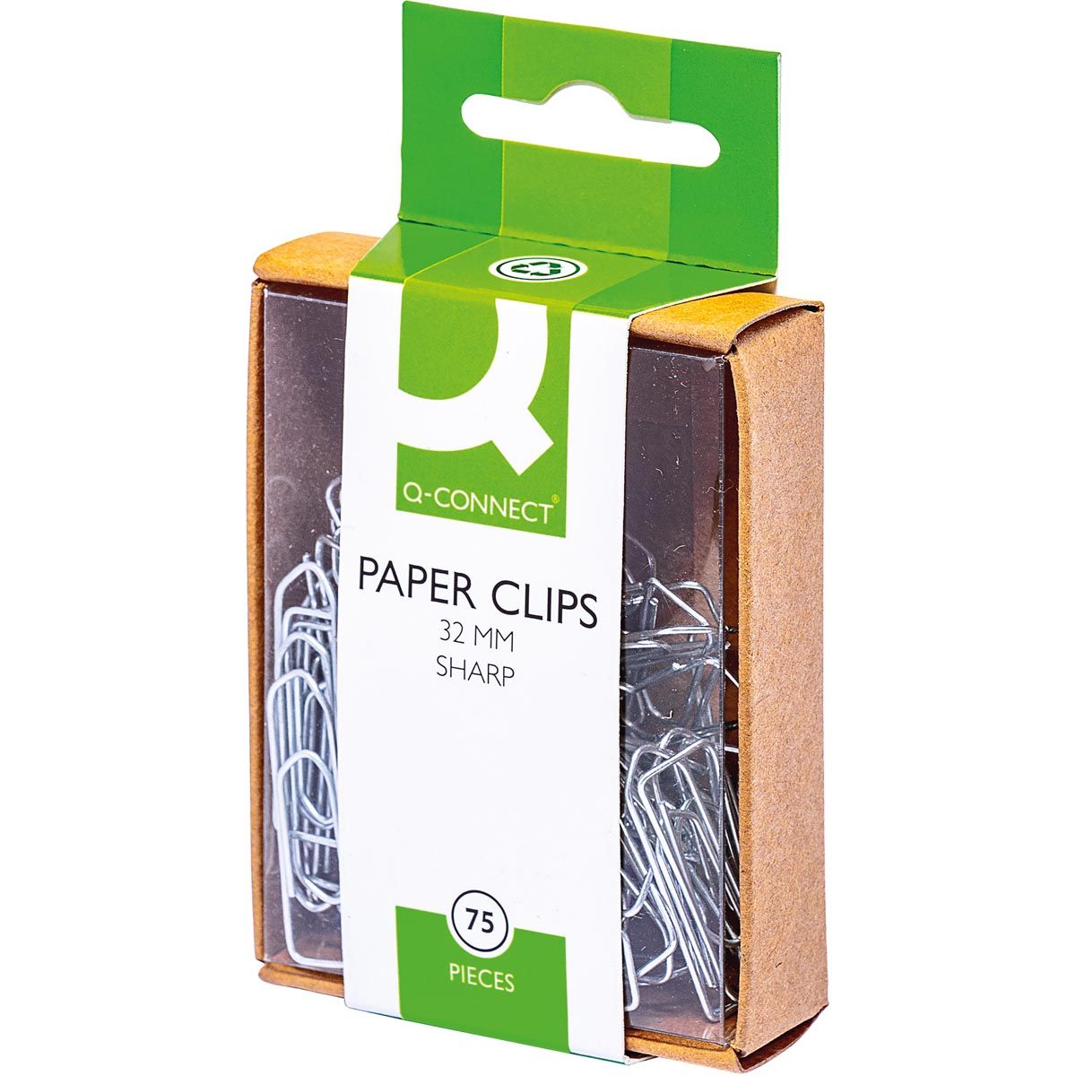 Q-CONNECT - pinces à papier, 32 mm, boîte de 75 pièces, à suspendre