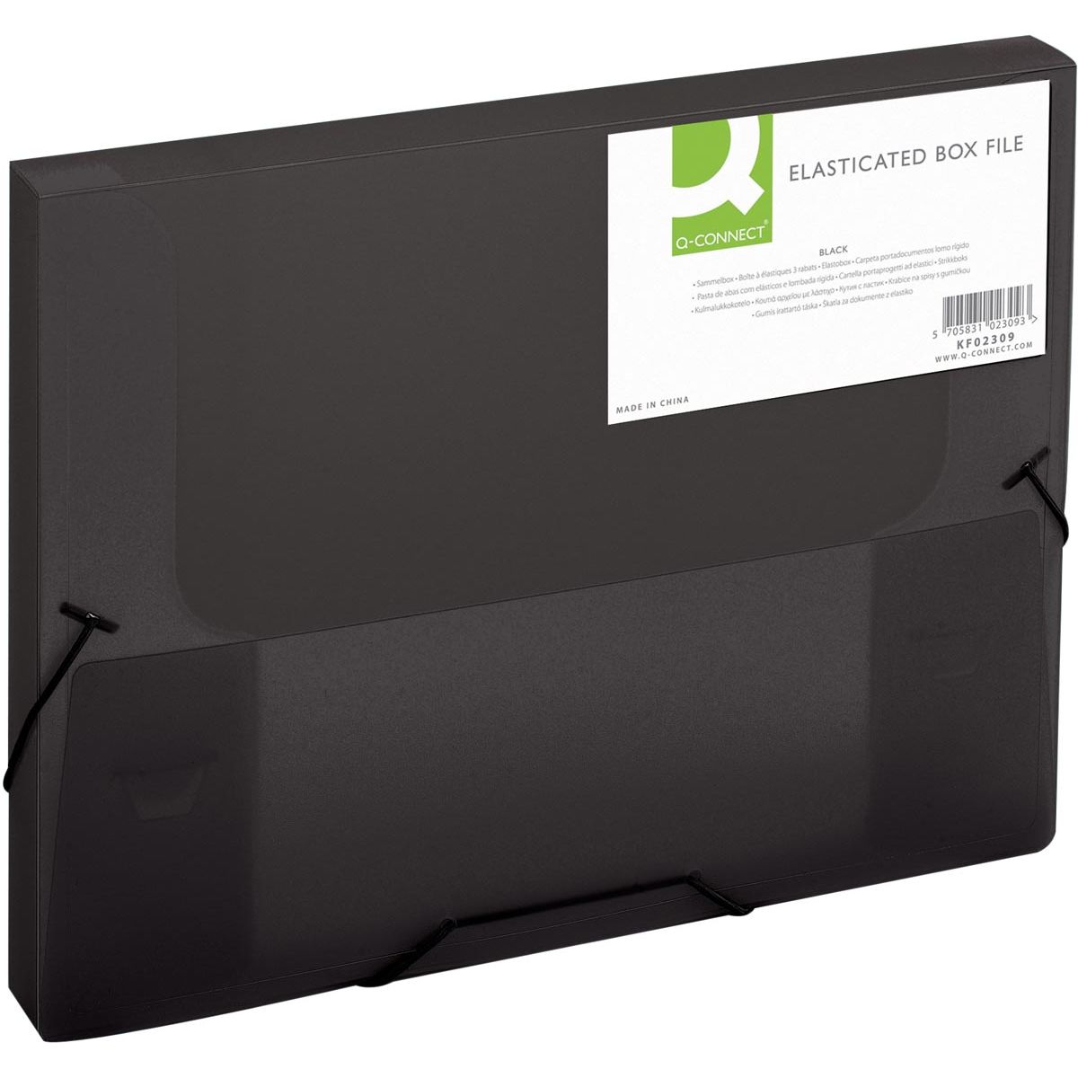 Q-CONNECT - elastobox, avec élastiques, A4, dos 25 mm, noir