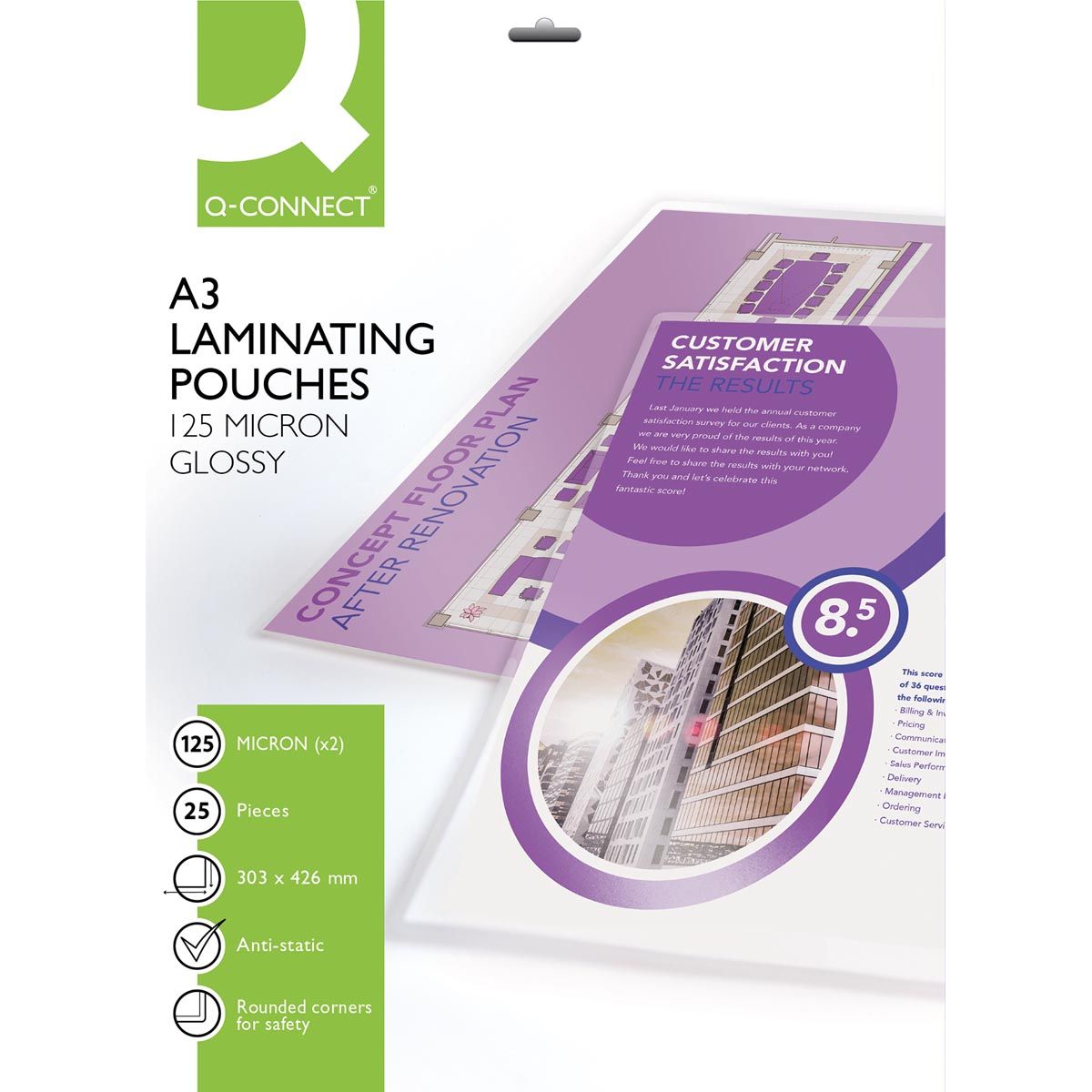Q-CONNECT - lamineeretui A3 2x 125 micron 25 stuks