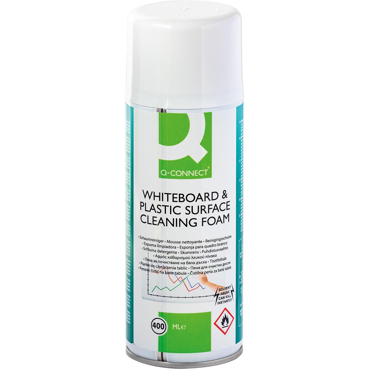 Q-CONNECT - mousse nettoyante, pour tableaux blancs, 400 ml