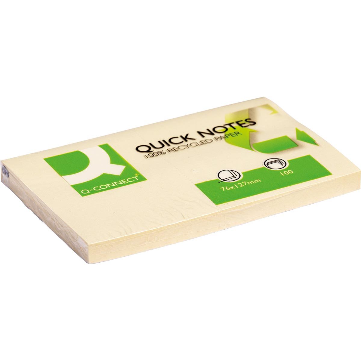 Q-CONNECT - Quick Notes Recycled, ft 76 x 127 mm, 100 vel, geel