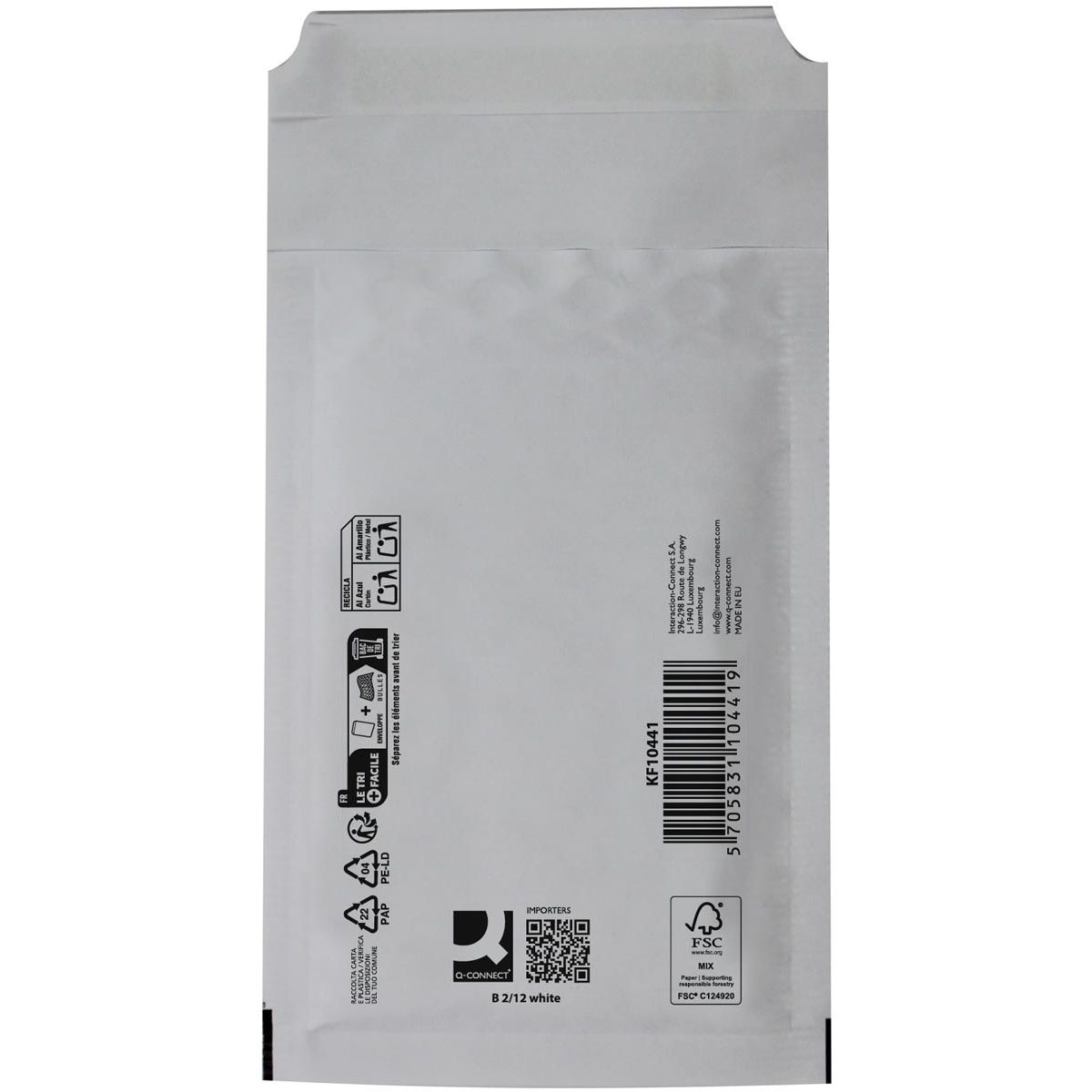 Q-CONNECT - luchtkussenenveloppen, wit, 2-B, 140 x 225 mm, doos van 200 stuks