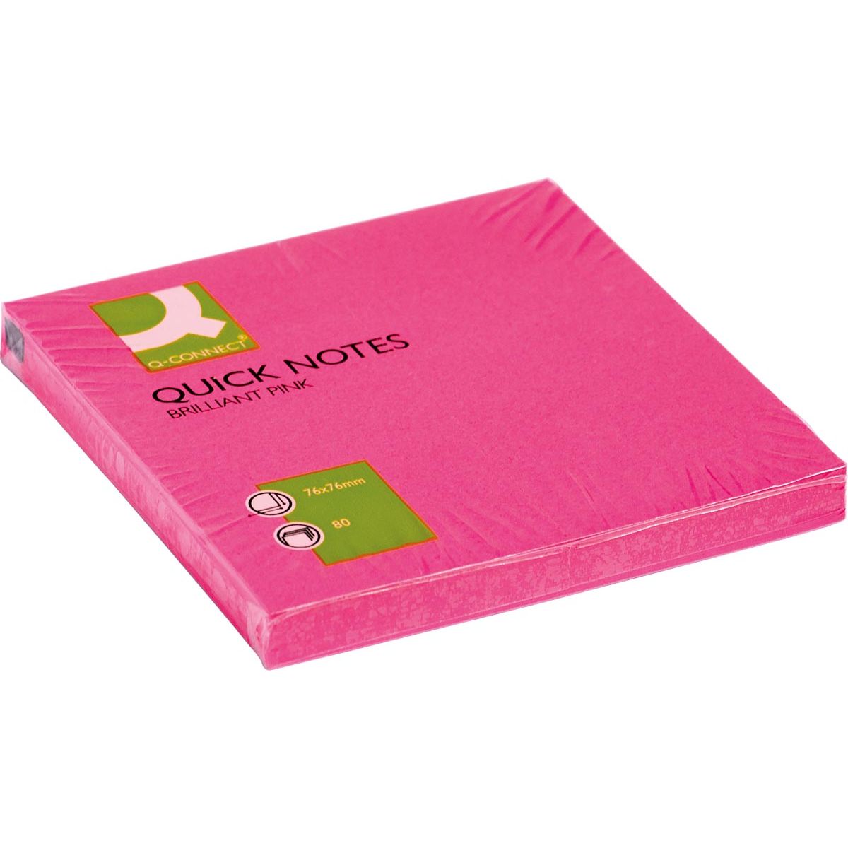 Q-CONNECT – Quick Notes, ft 76 x 76 mm, 80 Blatt, neonpink