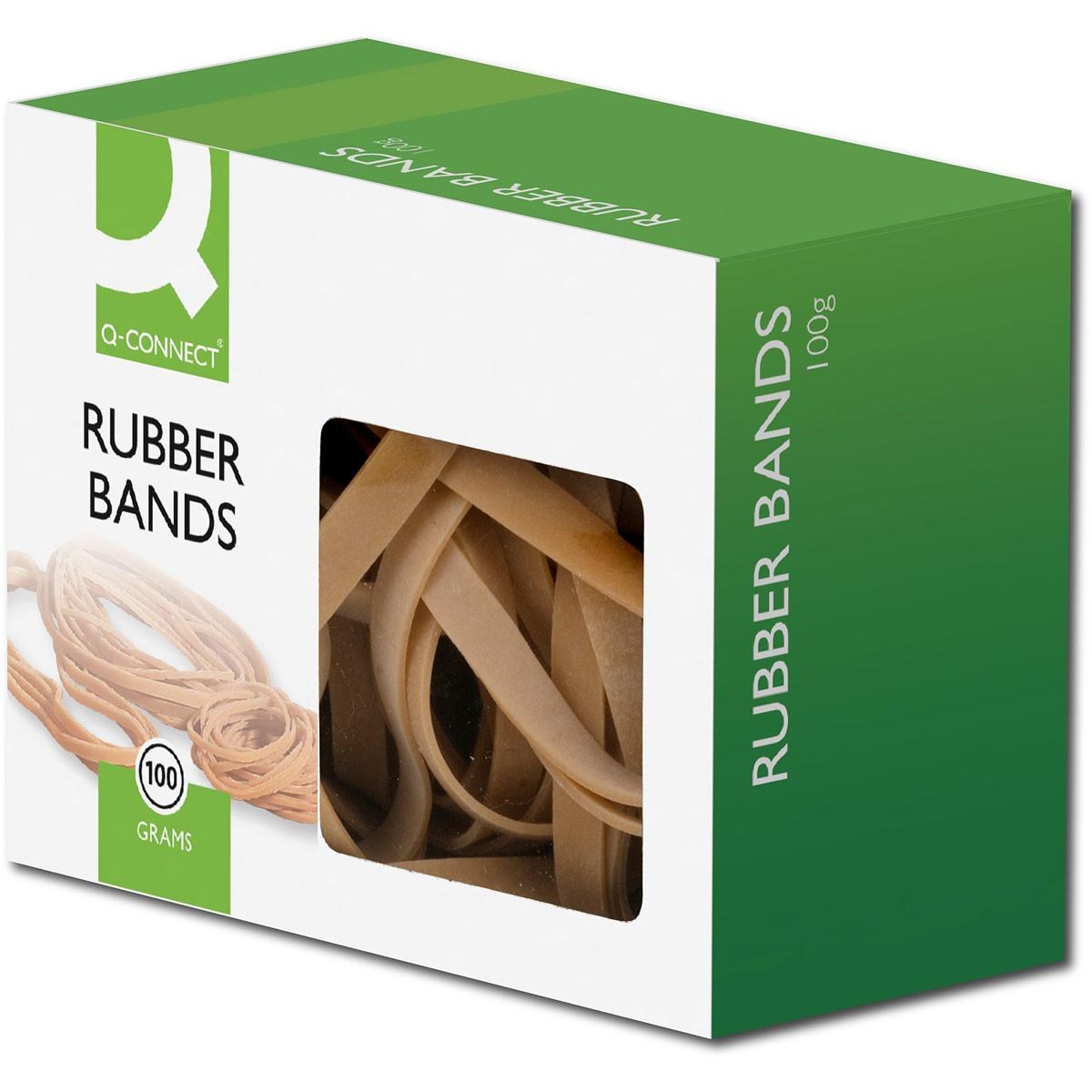 Q-CONNECT - bandes élastiques, largeur 9 mm, longueur 140 mm, no. 78, boîte de 100 g