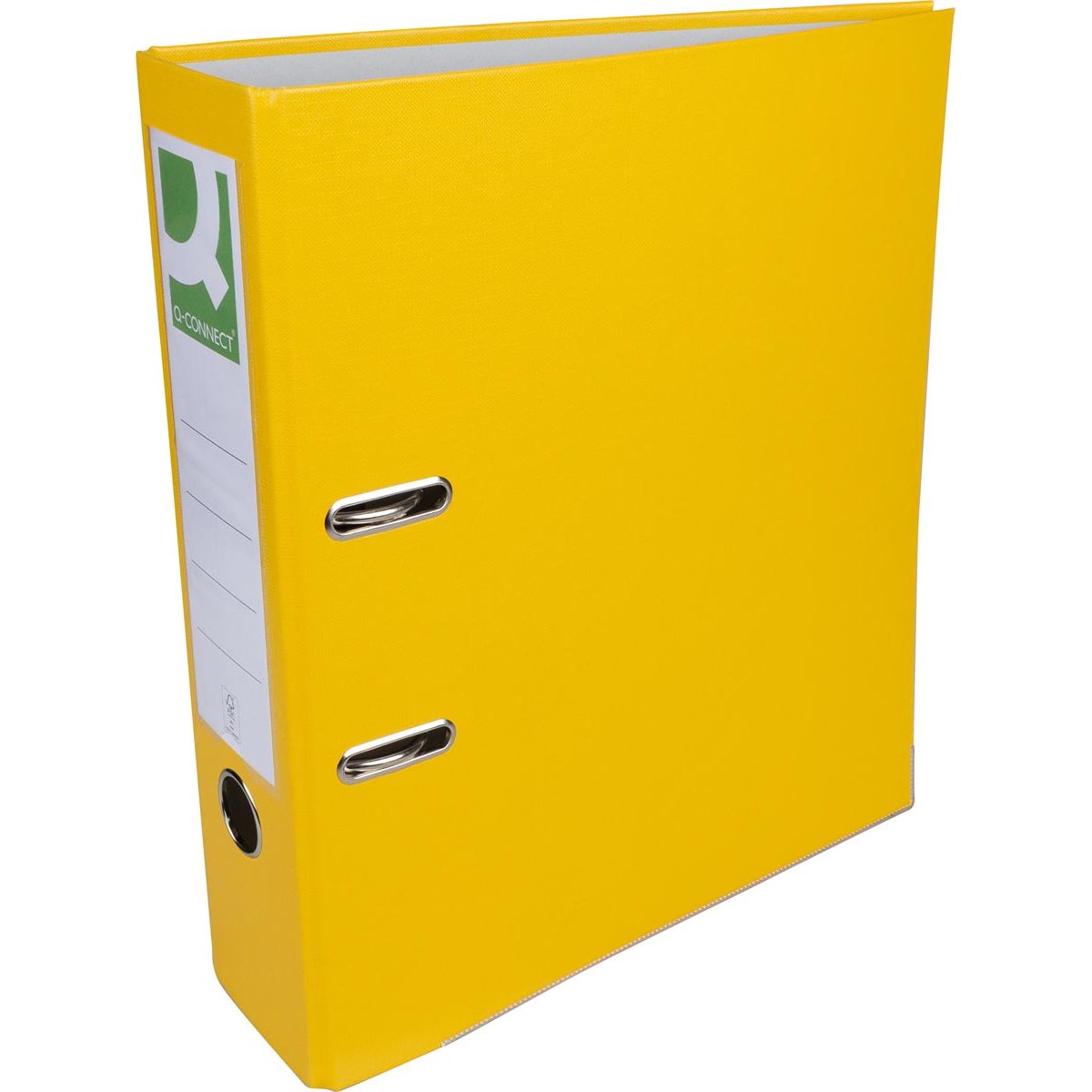 Q-CONNECT - classeur, pour ft A4, en PP et papier, avec bord de protection, dos de 8 cm, jaune