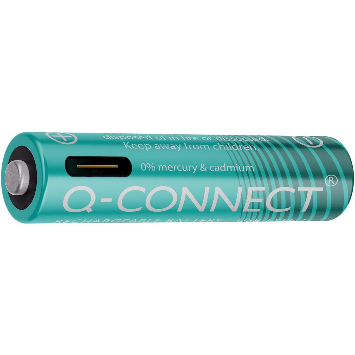 Q-CONNECT - Piles rechargeables USB-C AAA, blister de 4 pièces