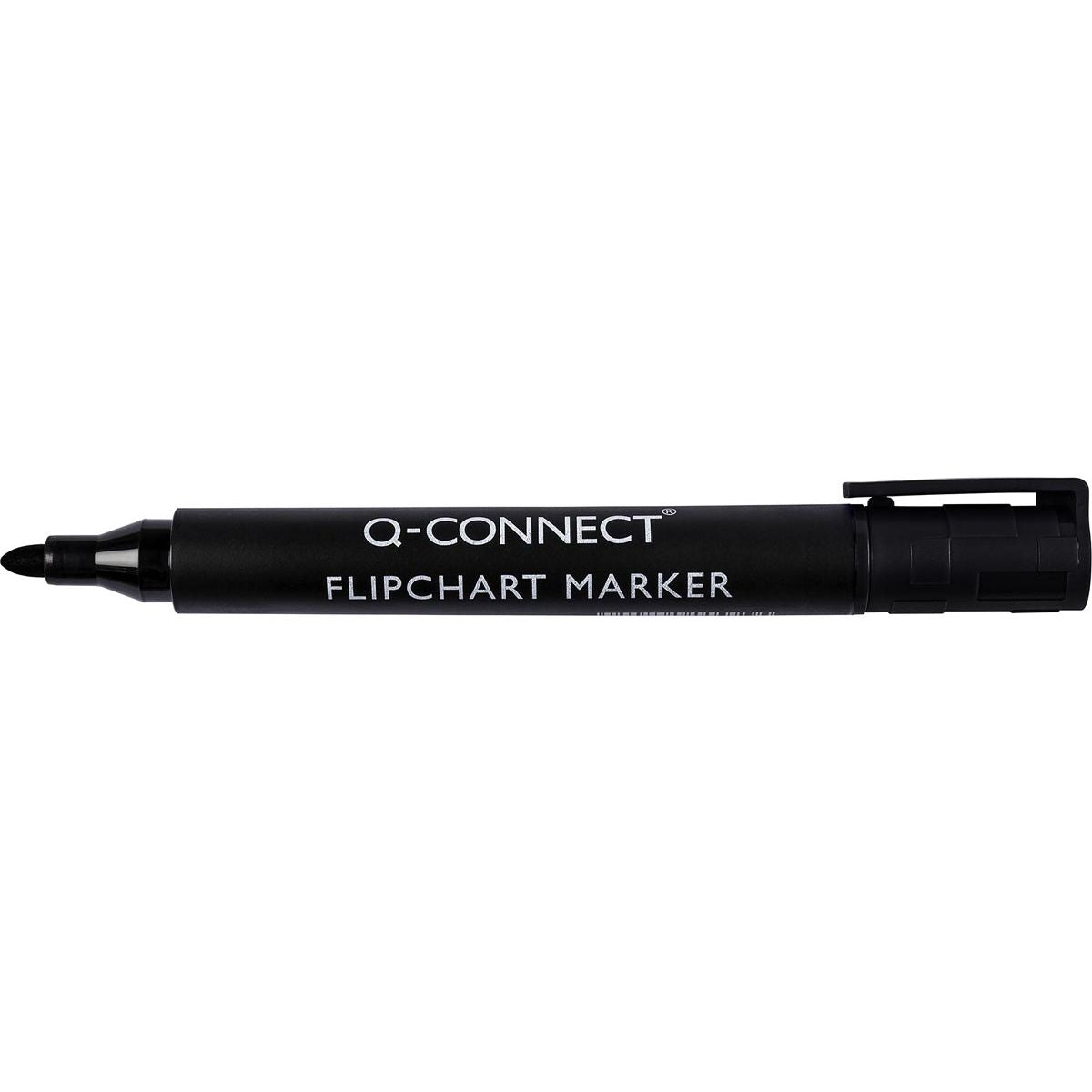 Q-CONNECT - flipchartmarker, 2-3 mm, ronde punt, met clip, zwart