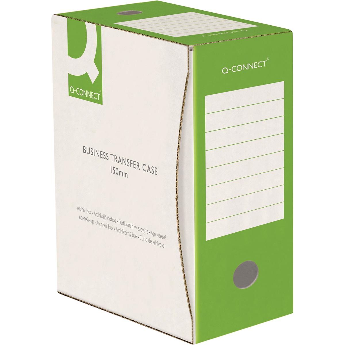 Q-CONNECT - Archivbox, A4, Rücken 15 cm, aus 400 g/m² Karton, weiß-grün