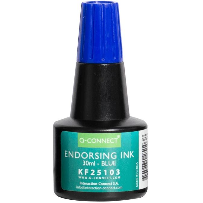 Q-CONNECT - Stempeltinte, 28 ml Flasche, blau
