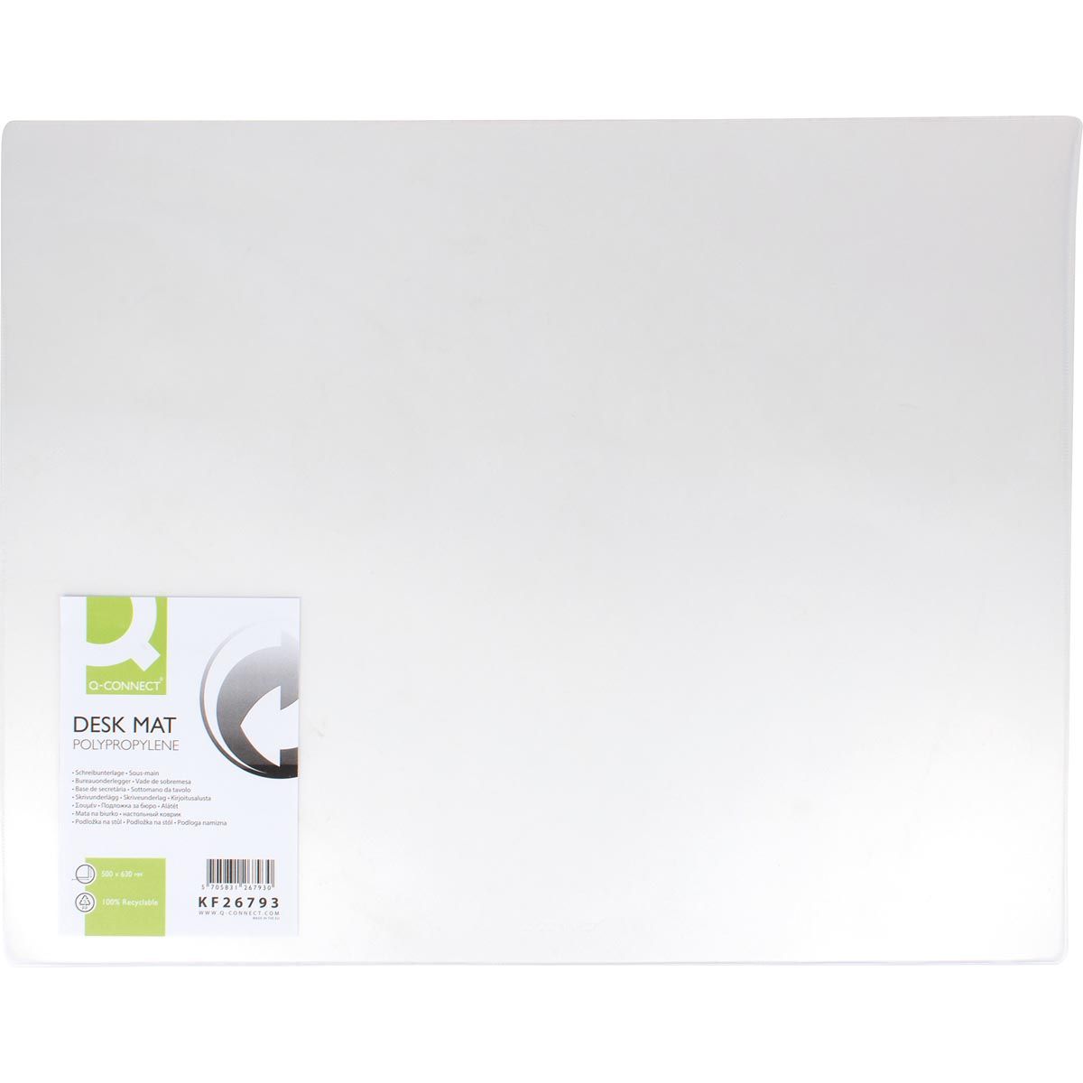 Q-CONNECT - onderlegger, ft 63 x 50 cm, transparant