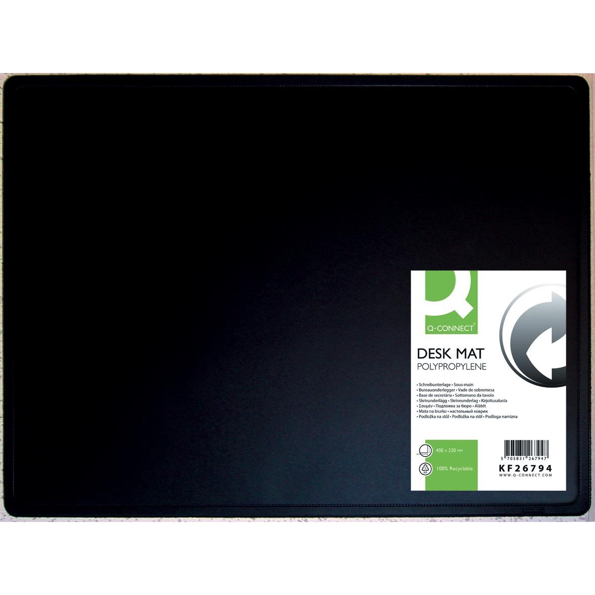 Q-CONNECT - onderlegger, ft 53 x 40 cm, zwart