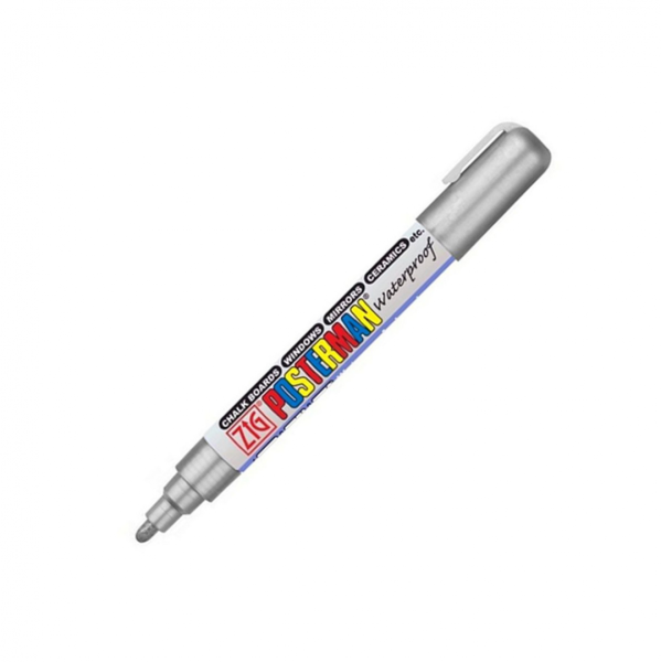 Posterman – Kreidemarker PMA-30, mittlere Spitze, 2 mm, Metallic-Silber