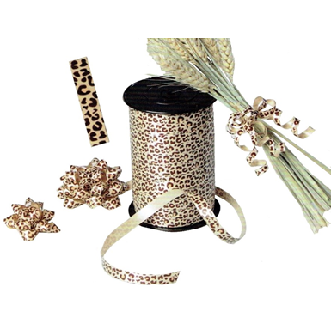 Ruban à friser - animaux : Imprimé Léopard 10mm x 250 mètres