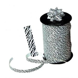 Ruban à friser - animaux : imprimé zèbre 10mm x 250 mètres