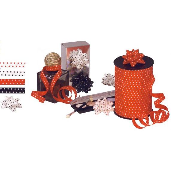 Kräuselband – Punkte weiß auf schwarz 10 mm x 250 Meter