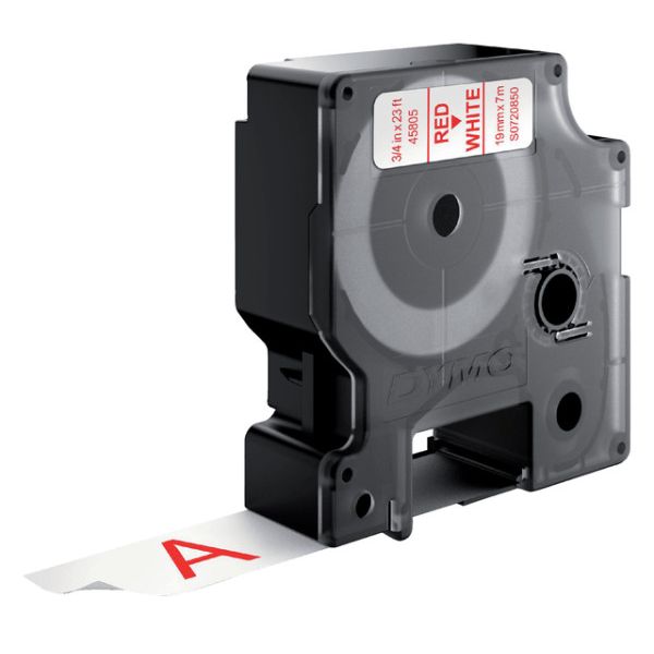 Labeltape Dymo D1 45805 720850 19mmx7m polyester rood op wit