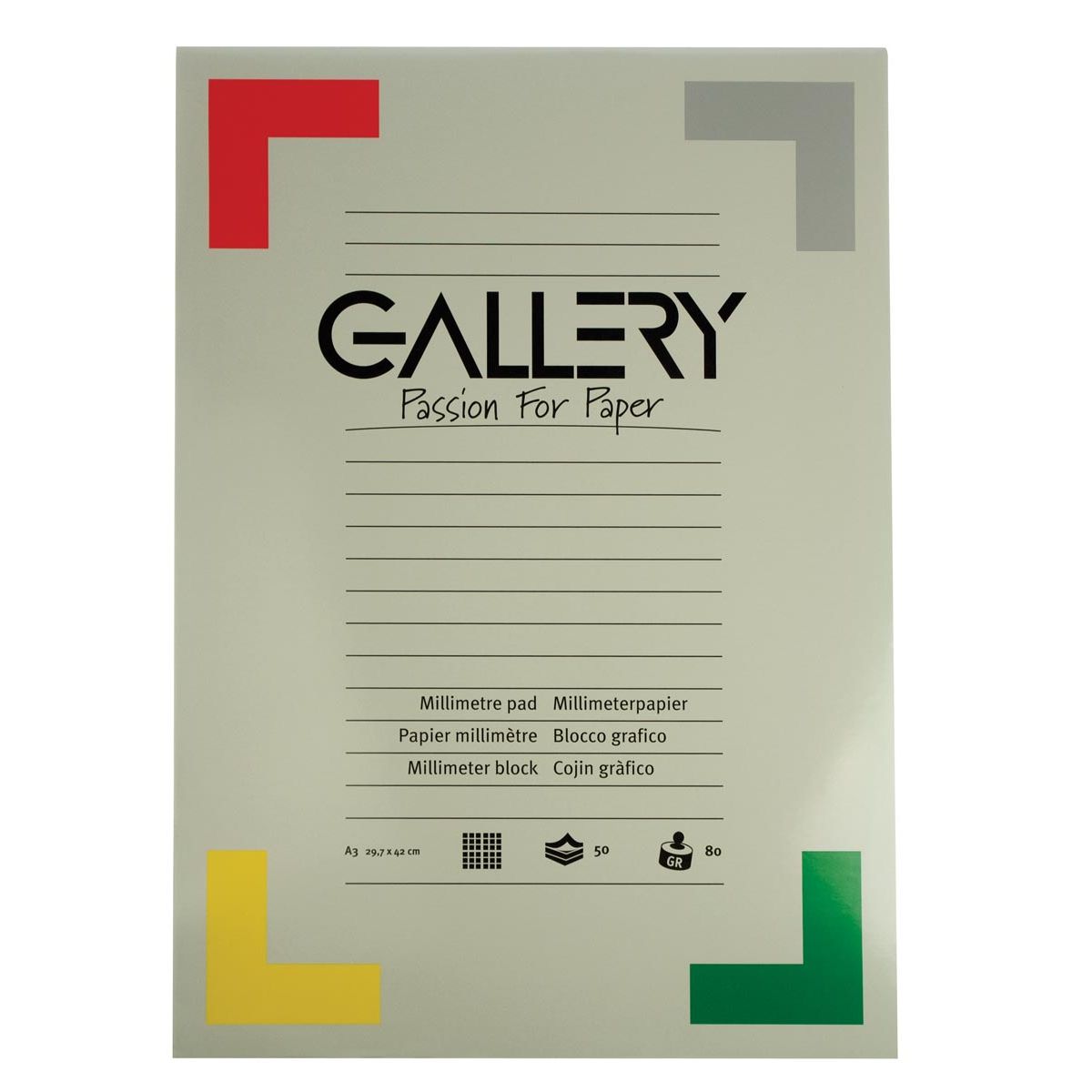 Galerie – Millimeterpapier, ft 29,7 x 42 cm (A3), Block mit 50 Blatt