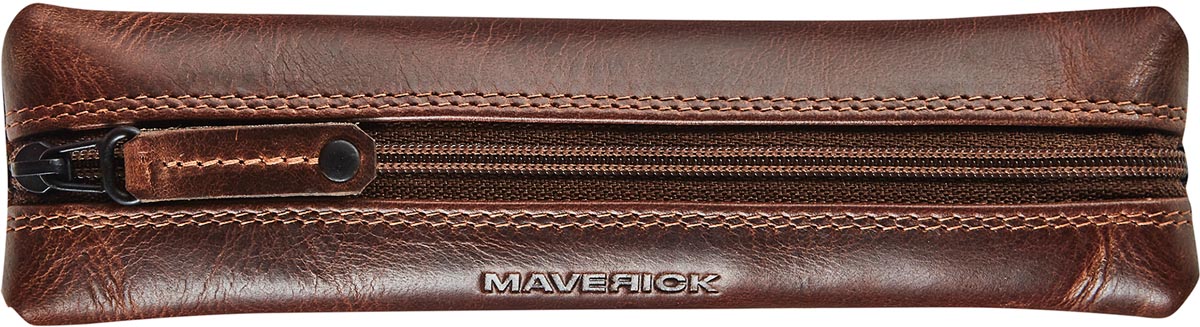 Maverick - trousse en cuir, plate, marron