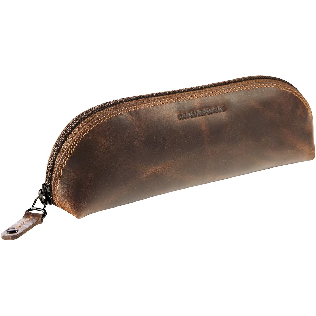 Maverick - Federmäppchen aus Leder, oval, braun