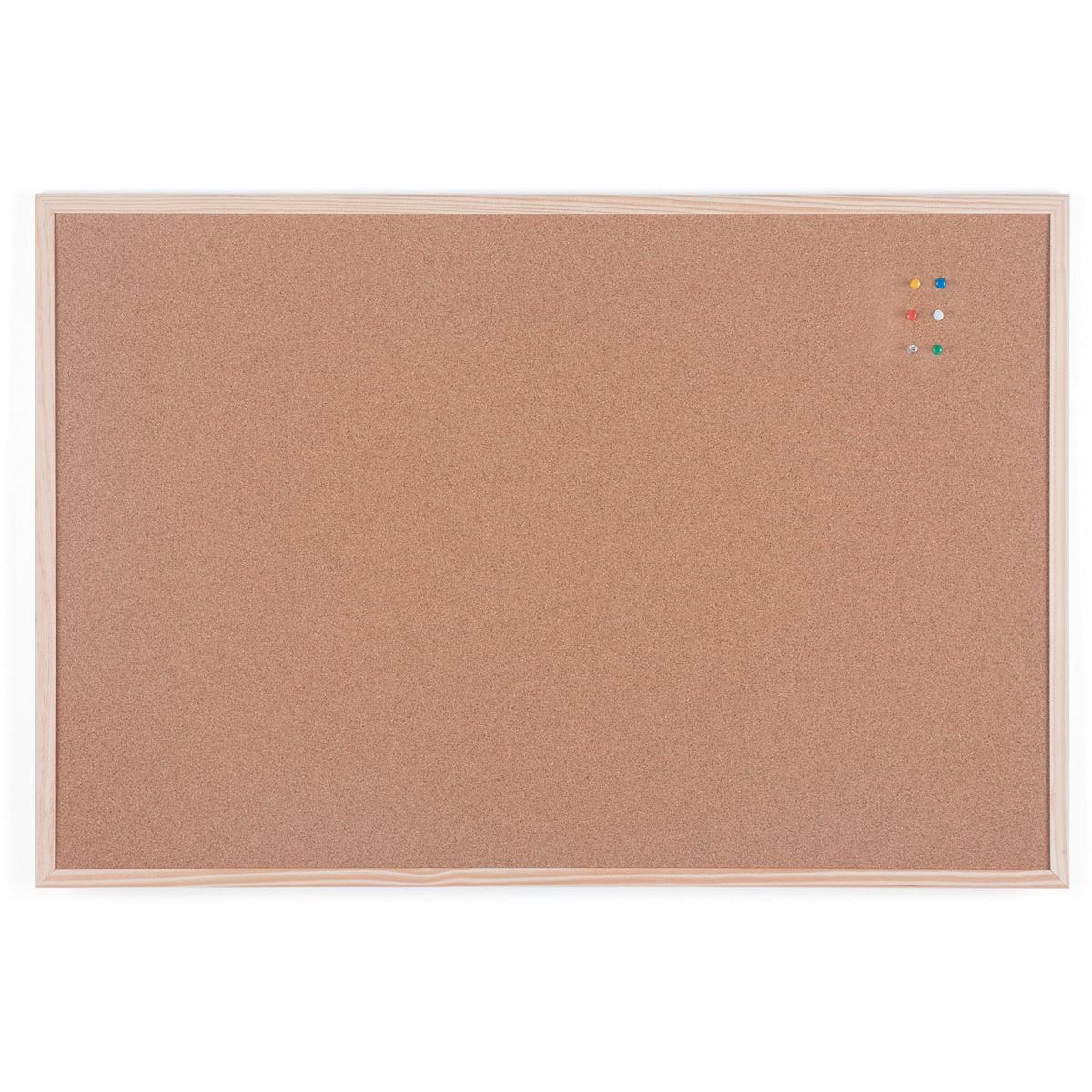 Bi-Office - Tableau bi-liège avec cadre en bois, pi 90 x 60 cm