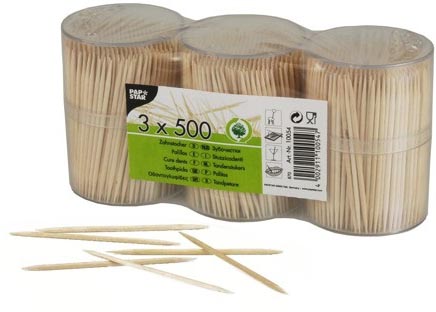 Papstar - cure-dent, 3 tubes de 500 pièces