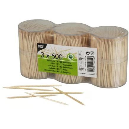 Papstar - tandenstoker, 3 kokers van 500 stuks