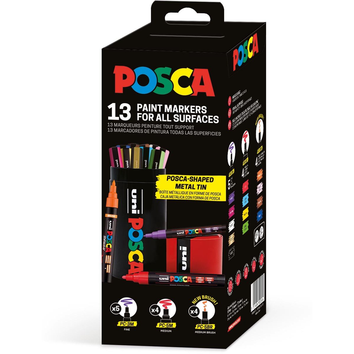 Posca - Uni paintmarker, assorti, metalen koker van 13 stuks
