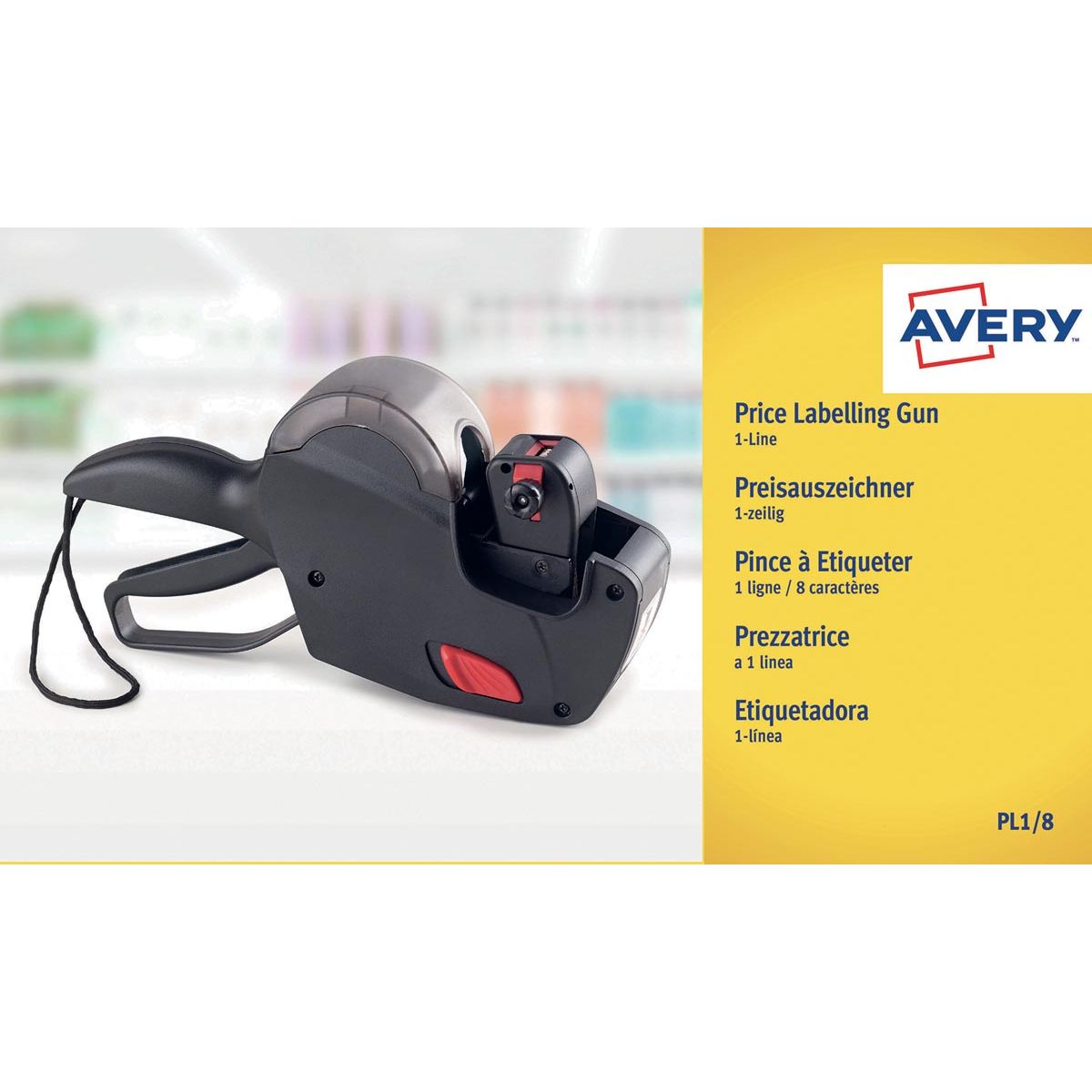 Avery - PL1/8 prijstang, zwart