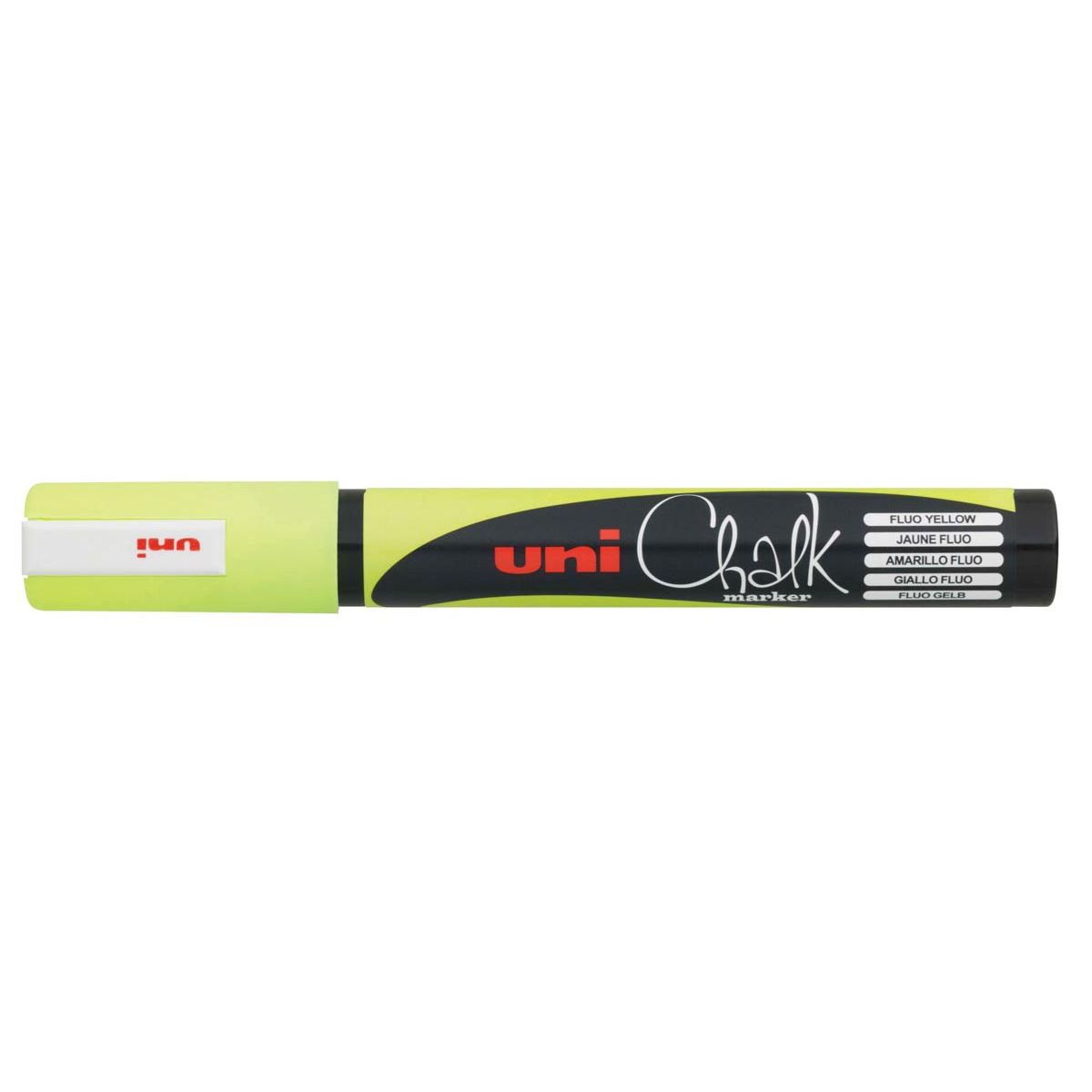 Uni-ball - Krijtmarker fluo geel, ronde punt van 1,8 2,5 mm