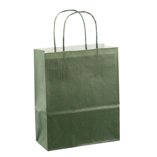 Sac en papier avec cordon 18x08x22cm 50pcs vert foncé