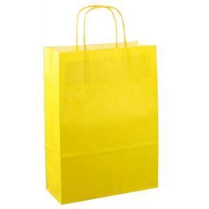 Sac en papier avec cordon 22x10x31cm 50pcs jaune vif