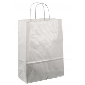Sac en papier avec cordon 22x10x31cm 50 pcs argent