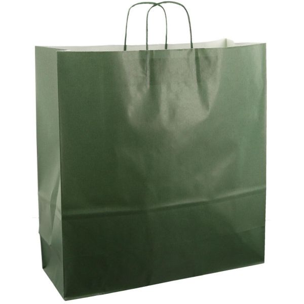 Sac en papier avec cordon 45x17x47cm 50pcs vert foncé