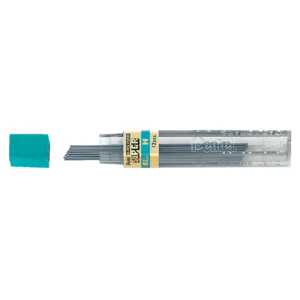 Pentel - Mine de crayon H 0.7mm noire tube de 12 pièces