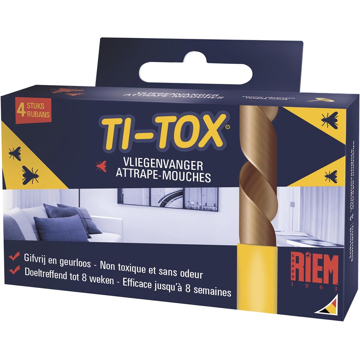 Sangle - Ruban adhésif anti-mouches Ti-Tox, 4 pièces