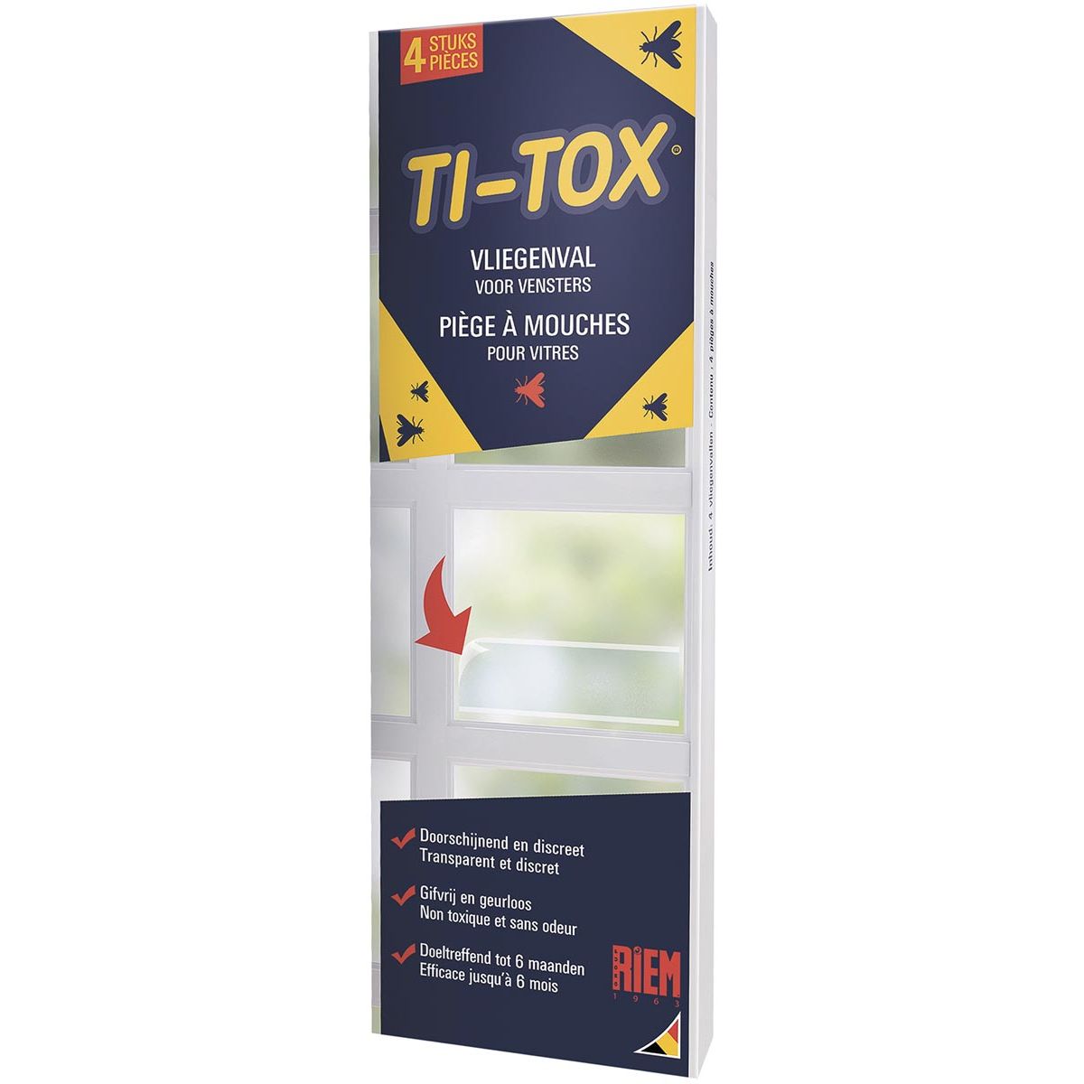 Riem - Ti-Tox anti-vliegensticker, transparant, 4 stuks