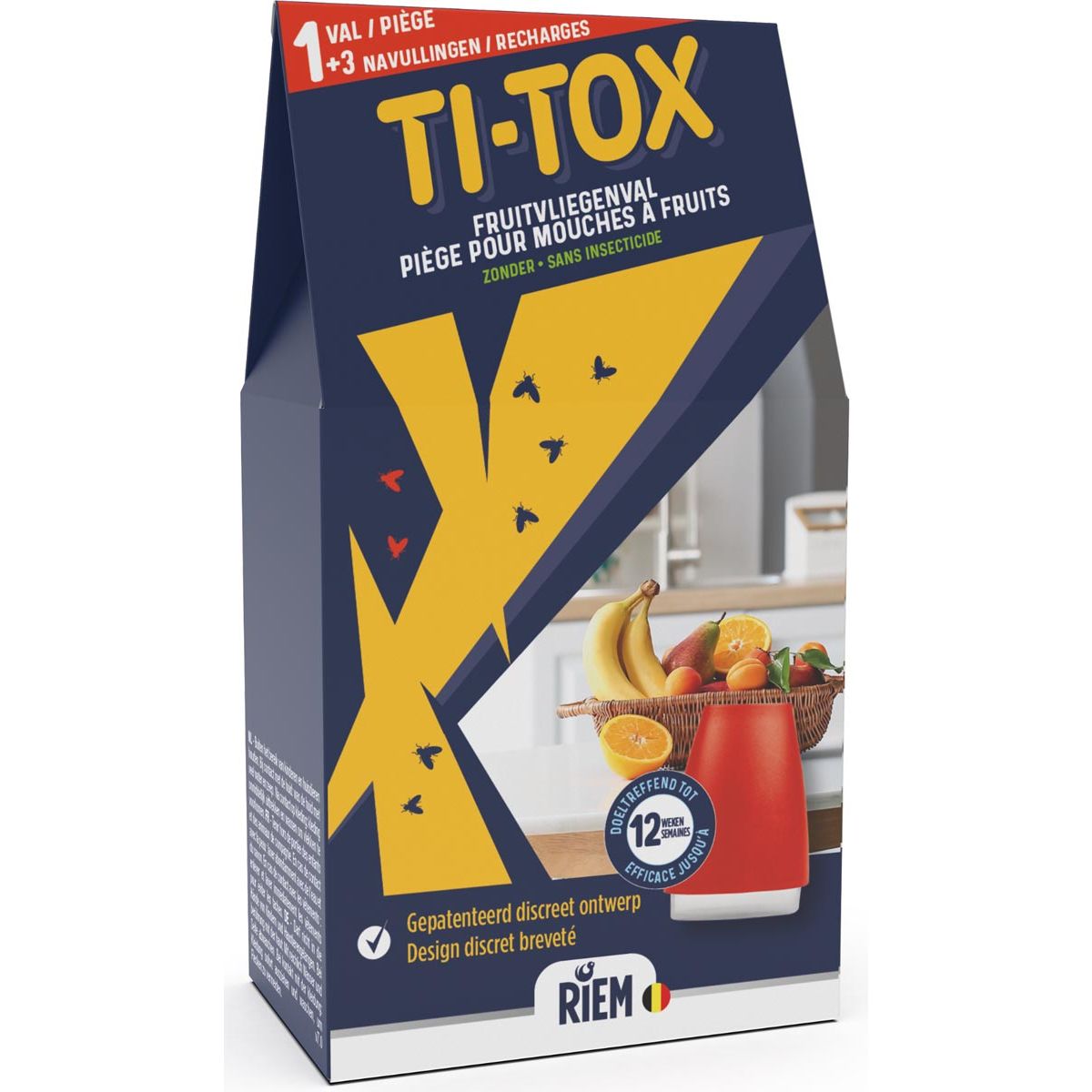 Belt - Piège à mouches des fruits Ti-Tox, 1 piège + 3 recharges