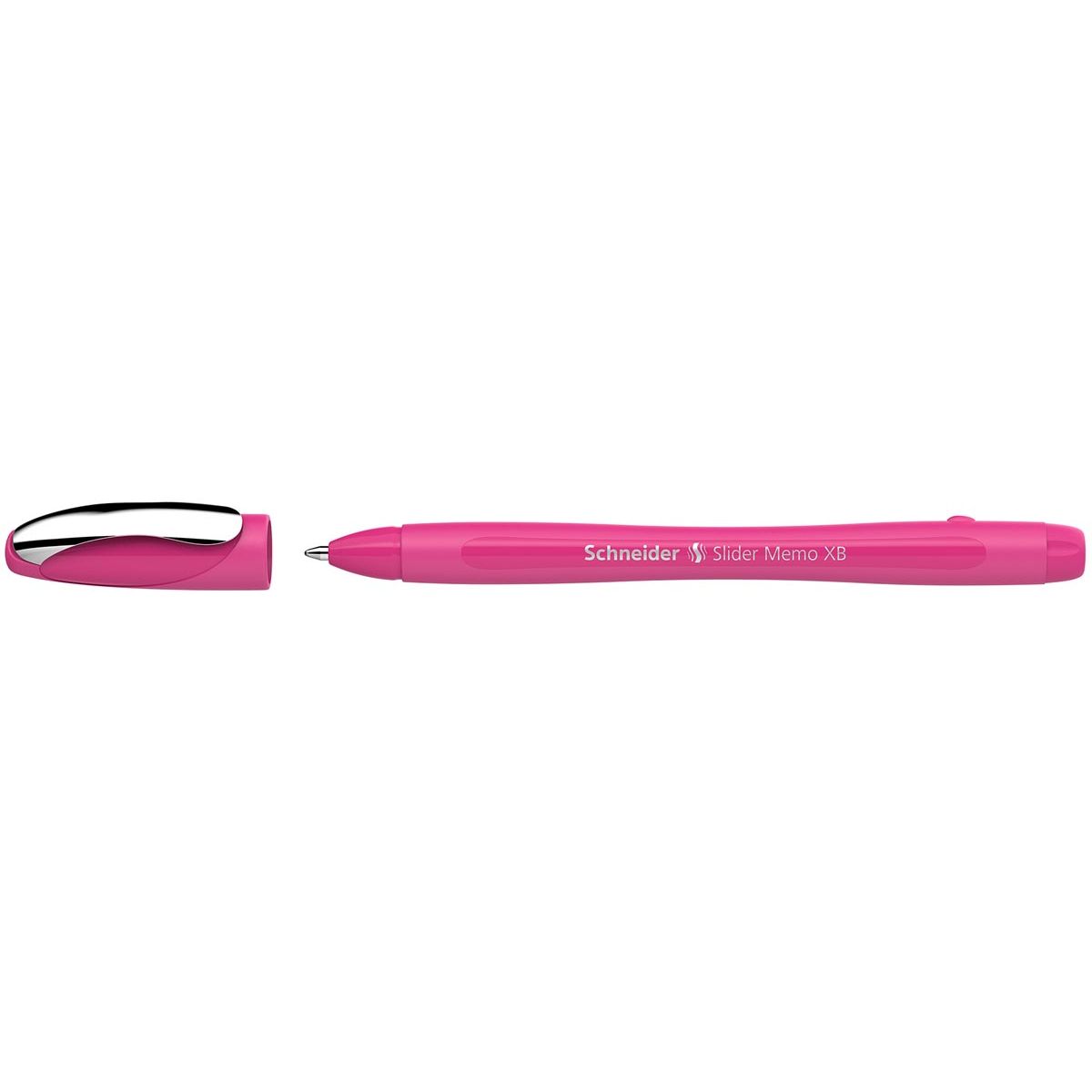 Schneider - balpen Slider Memo Colour Edition, extra breed, blauwe inkt, power pink