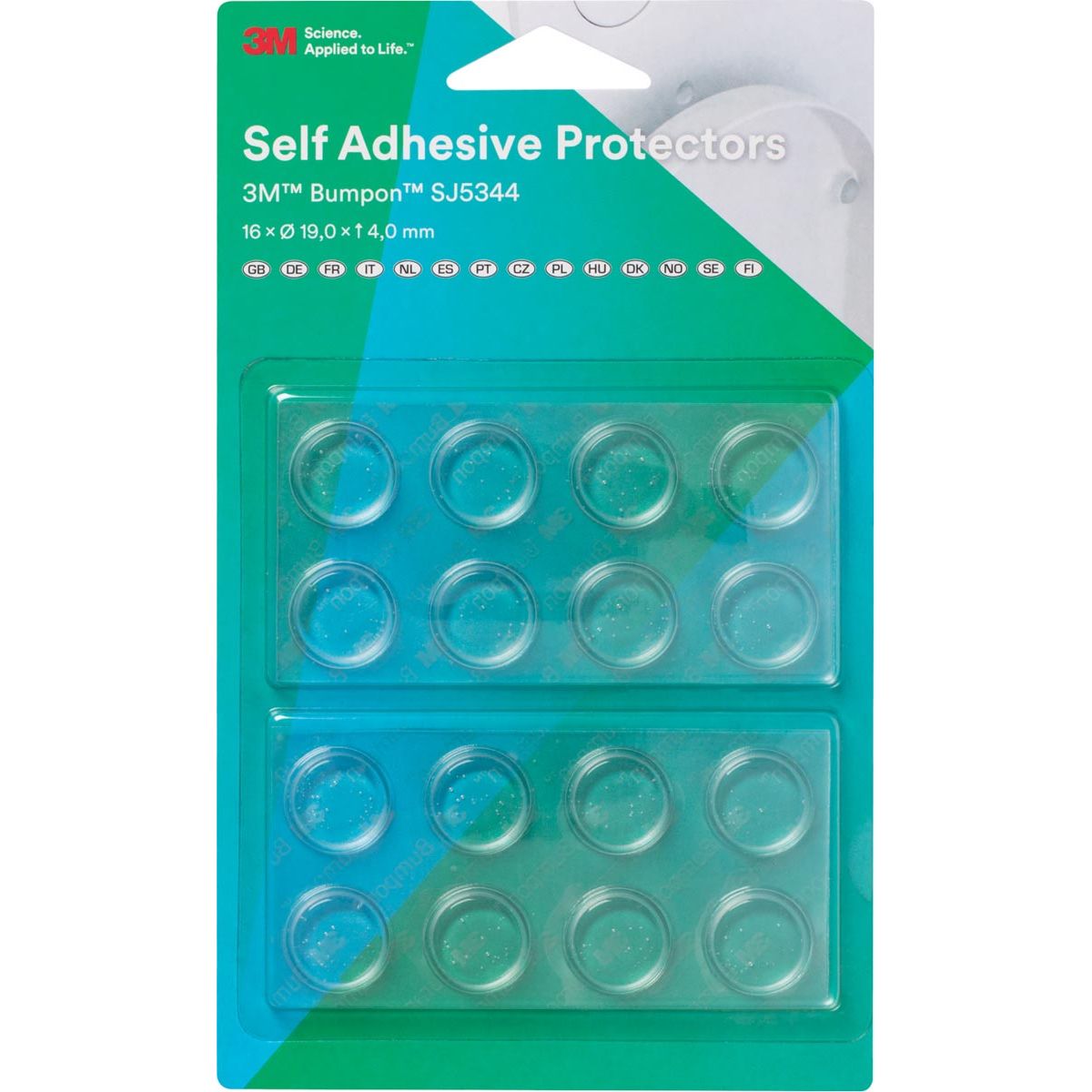 3M - capuchons anti-heurt autocollants Bumpon, transparent, blister de 16 pièces